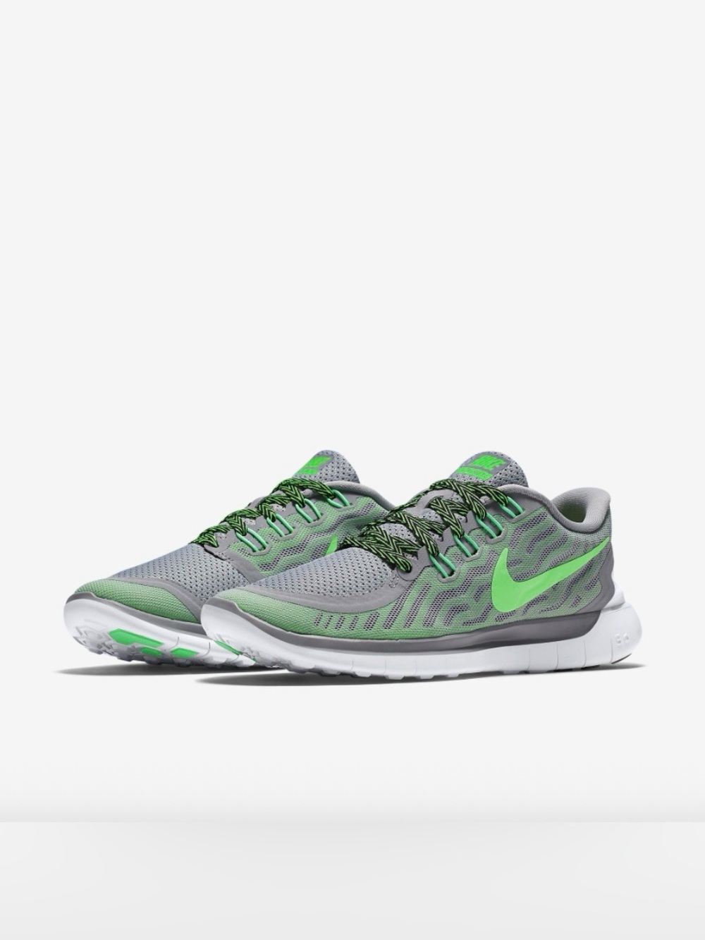 NIKE Free 5.0 Barefoot Natural Running Shoes Wolf Grey Ghost Green Mesh Upper 10
